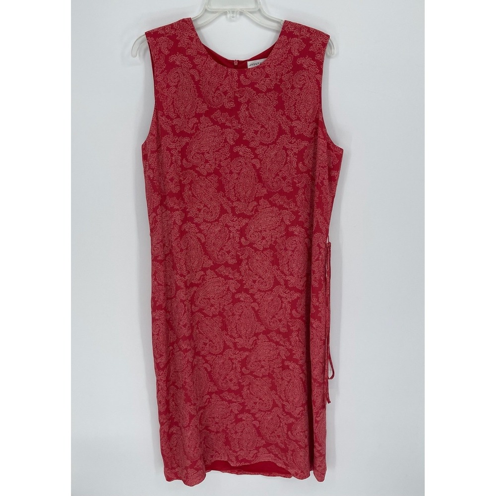 Vintage Josephine Chaus Women's Red Paisley Sleeveless Shift Dress Size 14